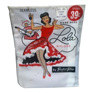 Vintage Lola Seamless 100% Nylon Strümpfe Perfect Plus Nude Absatz Beige 8 1/2 - Bild 1 von 2