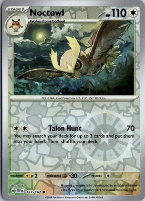 Noctowl - SV05: Temporal Forces #127/162 Reverse Holo Common - Image 1 of 2