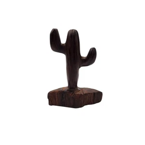 Statuina vintage MCM legno di ferro intagliato sud-ovest 5,5" cactus saguaro deserto - Foto 1 di 9