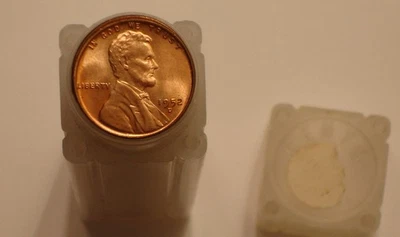 Rollo de 50 centavos Lincoln 1952-D gema roja fuego BU Foto 1 de 4