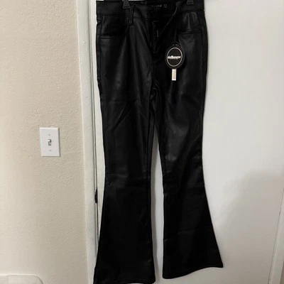  49美元娃娃屋黑色素食皮革喇叭高腰裤子尺寸5/6 — 第 1/4 张图片
