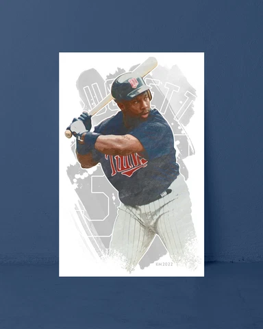 KIRBY PUCKETT watercolor painting art print/poster MINNESOTA TWINS FREE S&H! Cover