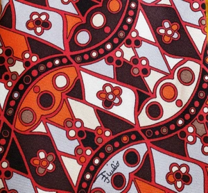 EMILIO PUCCI ~ CRAVATTA ABITO UOMO SETA ~ MARRONE, ARANCIONE, ROSSO ~ 61" ~ XL ALTA LUNGA - Foto 1 di 4