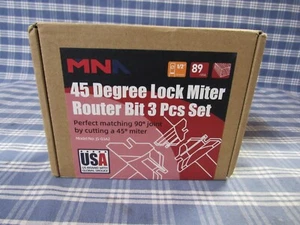MNA 45 Degree 3 Bit Lock Miter Router Bit Set - 1/2" (Open Box) FREE SHIPPING. - Picture 1 of 15