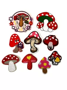 Mushroom Iron-on Patch, Clothes Patches, Embroidered Applique, Motif, DIY Patch - Picture 1 of 21