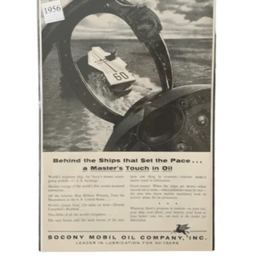 Vintage 1956 Socony Mobil Oil Behind the Ships Advertisement Ad Advertising - Picture 1 of 8
