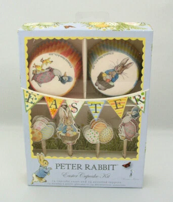 MERI MERI - BEATRIX POTTER PETER RABBIT EASTER CUPCAKE KIT - 24 PICKS & LINERS - Image 1 of 3
