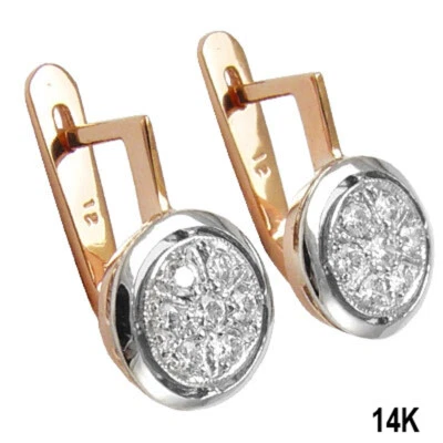 14k Rose & White Gold Diamond Malinka Handmade tarelka Earrings #E804 - Image 1 of 4