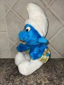 Vintage 1980 Schlümpfe Sitzsack Kuscheltier mit Etikett # 620 Schleich Wallace Berrie - Bild 1 von 6