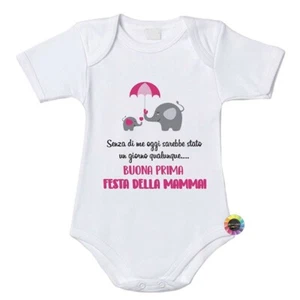 Body personalizzato bimba Prima festa della mamma elefantino - Foto 1 di 1