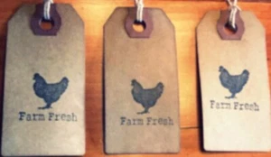Sm. Primitive Chicken Farm Fresh hang tags- set of 3 - Picture 1 of 1