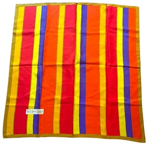 Yves Saint Laurent Signed Scarf Multi Color Stripes France 100% Silk Rolled Edge - Picture 1 of 11