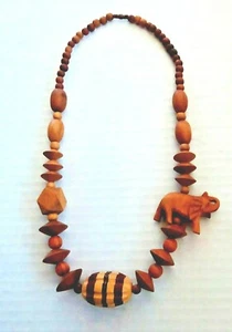 WOOD CARVED ANIMAL-SAFARI-TRIBAL-ETHNIC -ELEPHAN - Picture 1 of 4