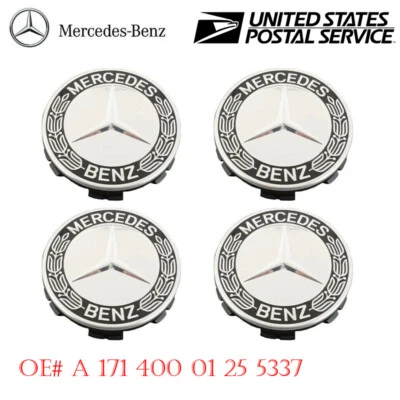 Mercedes Benz OE Black Laurel Wreath Center Cap Hub Dust Cover 171 400 0125 5337 - Image 1 of 4
