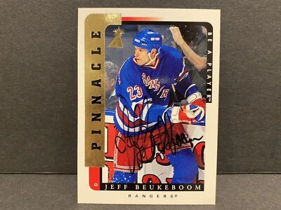 1996-97 Pinnacle Be A Player Auto Jeff Beukeboom #158 Hockey Card NHL NY Rangers - Image 1 of 4