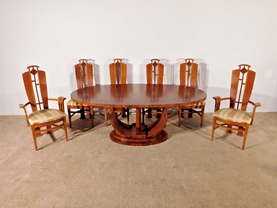 Vintage Italian Carpanelli Furniture Art Deco Nouveau Cherry Inlaid Dining Set - Image 1 of 4