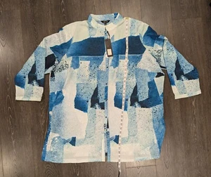 Misook Plus Size 2X Top Blouse Teal White Button NWT - Picture 1 of 4
