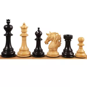Pezzi scacchi Staunton di lusso 4,6" Prestige solo legno di ebano naturale - peso triplo - Foto 1 di 12