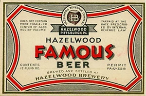 CAMISETA HAZELWOOD BREWING BEER LABEL PITTSBURGH PA TALLAS PEQUEÑAS A XXXLARGE (F) - Imagen 1 de 1