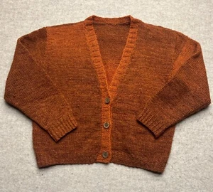 Vintage Handmade Rust Button Down Wool Knit Cardigan Sweater Size Medium - Picture 1 of 9