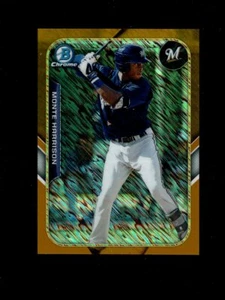 2015 BOWMAN CHROME FARM'S FINEST GOLD SHIMMER MONTE HARRISON RC 39/50 BREWERS - Picture 1 of 1