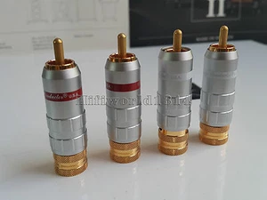 4x CMC 1016-W-U Gold Plated RCA Phono Plug Connector hifi audio  - Picture 1 of 7
