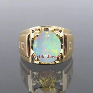 Natural Opal Gemstone With 14K Gold Plated Silver Ring for Men's #545 - Picture 1 of 11
