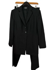 Kasper 2 Piece Wool Gray Pant Suit Long Jacket (sz 12) Pants ( sz 14) Career - Picture 1 of 12