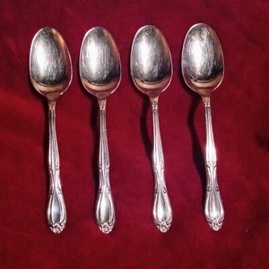Americana Products AMP2 Stainless Steel Oval Soup Spoon-Set Of 4-Floral-Vintage - Picture 1 of 8