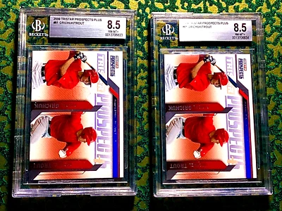 (2) Mike Trout Rookies 2009 Tristar Prospect Plus BGS NR Mint - Mint + Angels 81 - Image 1 of 2