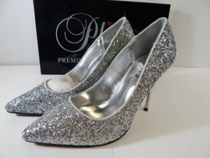 PLEASER Women High Heel Stiletto Pump Size 8 Silver Glitter Sparkle Holiday Glam - Picture 1 of 13