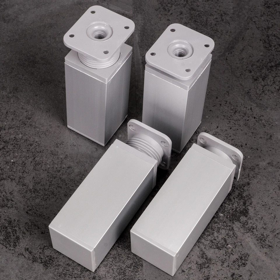 Möbelfuß 4er SET Möbelfüße 40 x 40 mm Chrom matt 60-180 mm Sockelfuß Fuß Schrank - Bild 1 von 4