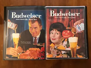 Vintage Konvolut 40 Original BUDWEISER BIER Printanzeigen in 11x14 Kunstmappe - Bild 1 von 22