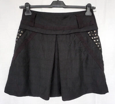 Rock von NÜ Gr. 36 dunkelgrau Baumwollmischung Nieten mit Falten breiter Bund - Bild 1 von 4