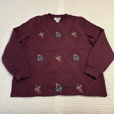 Sudadera De Colección Alfred Dunner Mujer Pequeña Pequeña Borgoña Bordada Años 90 Foto 1 de 4