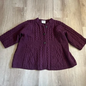 Damen Kilronan Knitwear Merinowolle Pullover Made In Ireland Lila XL - Bild 1 von 3
