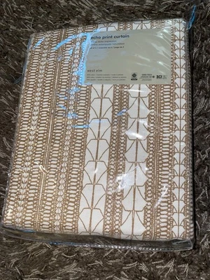 West Elm Set of 2 Echo Print Curtains 48 x 84 in Gold Dust New Package - Image 1 of 3