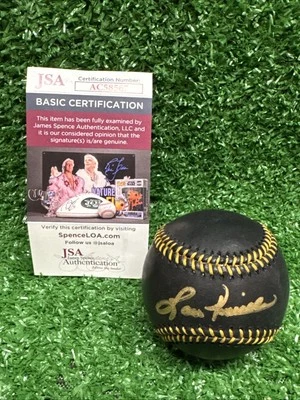 Lou Piniella Signed Baseball Rawlings Black OMLB Gold Signature Yankees JSA COA - Image 1 of 4