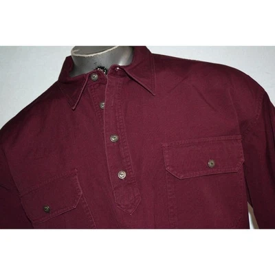 30698 Cabelas Dress Shirt Thick Rugged Maroon Cotton Size 2XL Mens - Image 1 of 4