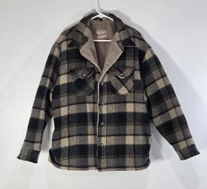Woolrich Buffalo Plaid Wool Coat Jacket Mens Size XL Sherpa Lined Button Up - Picture 1 of 13