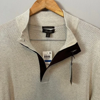 Tasso Elba мужчин XL с белый Supima хлопок 1/4 кнопка насмешливый шеи пуловер новый с Ярлыками - Изображение 1 из 4