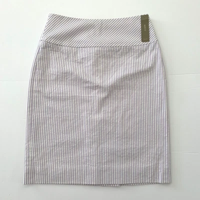 Saia lápis listrada J Crew Seersucker 2p 0 algodão roxo preppy zíper exposto nova com etiquetas - Imagem 1 de 4