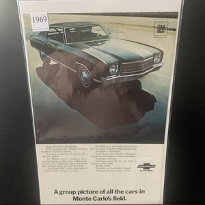 Vintage 1969 Chevrolet Chevy Monte Carlo Group Picture Ad Advertisement - Picture 1 of 2