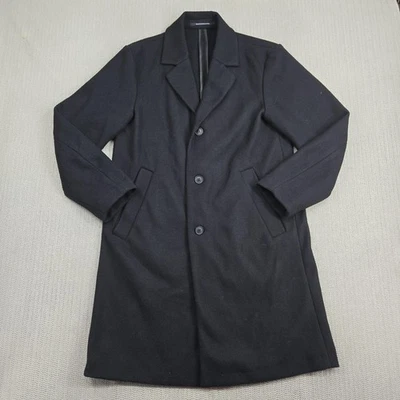 Abrigo H&M Para Hombre Pequeño Negro Mezcla de Lana Abrigo Largo Tres Botones Elegante Clásico Foto 1 de 4
