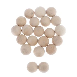 10x Hardwood Balls Solid Natural Beech Wooden Balls Beads Crafts Making 30mm - Picture 1 of 6