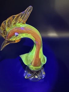 JICo Murano Glass Bird Heron Figurine 12" Sommerso Italian UV Glow 365NM - Picture 1 of 13