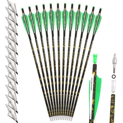 6/12 X 16-22'' Archery Crossbow Bolts Carbon Arrow Broadhead Hunting Shooting - Image 1 of 4