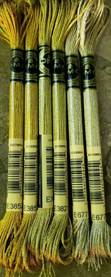 DMC Light Effects Embroidery Floss Set #E677 E3821 E3852 metallic gold - Image 1 of 1