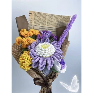 Häkelblumenstrauß Handarbeit, lila Gänseblümchenstrauß für Zuhause Geschenk - Bild 1 von 1