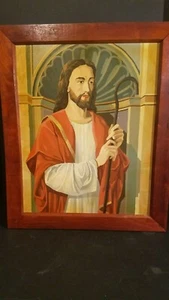 Vintage 1970 Framed 20" X 16" Paint By Numbers Jesus Painting - Picture 1 of 8